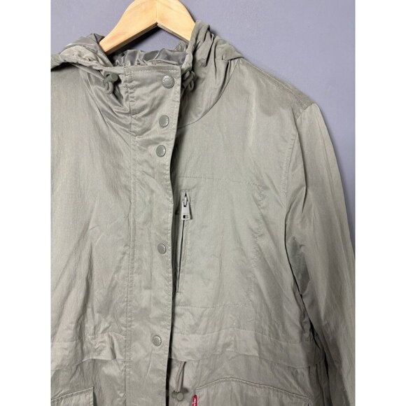 NWT LEVI'S Womens M Hooded Anorak Raincoat Jacket in Sea Green Lightweight - Picture 3 of 8
